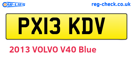 PX13KDV are the vehicle registration plates.
