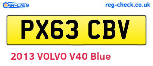 PX63CBV are the vehicle registration plates.