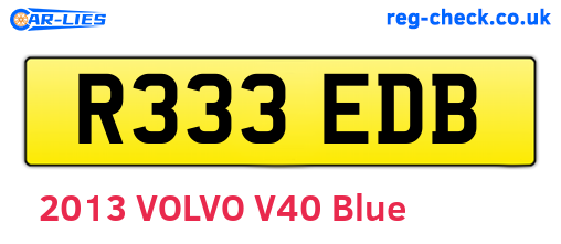R333EDB are the vehicle registration plates.