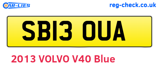 SB13OUA are the vehicle registration plates.