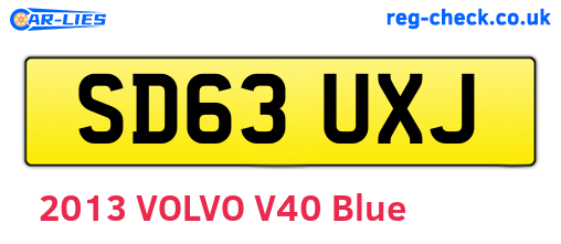 SD63UXJ are the vehicle registration plates.