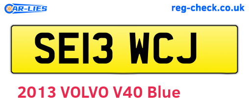 SE13WCJ are the vehicle registration plates.