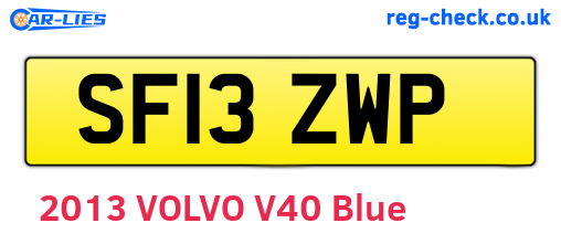 SF13ZWP are the vehicle registration plates.