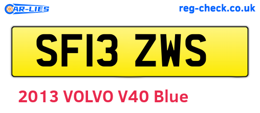 SF13ZWS are the vehicle registration plates.