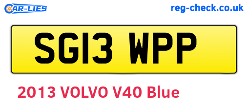 SG13WPP are the vehicle registration plates.