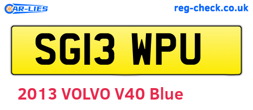 SG13WPU are the vehicle registration plates.