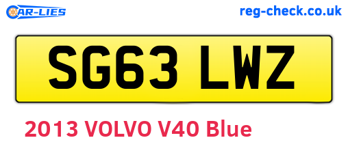 SG63LWZ are the vehicle registration plates.