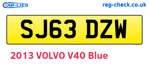 SJ63DZW are the vehicle registration plates.