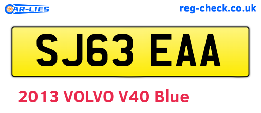 SJ63EAA are the vehicle registration plates.