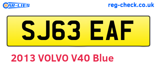 SJ63EAF are the vehicle registration plates.