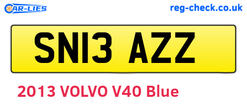 SN13AZZ are the vehicle registration plates.