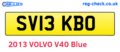 SV13KBO are the vehicle registration plates.