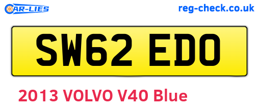 SW62EDO are the vehicle registration plates.