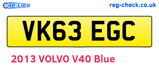 VK63EGC are the vehicle registration plates.