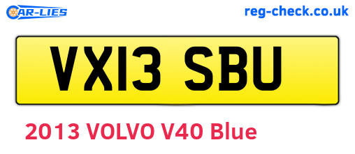 VX13SBU are the vehicle registration plates.