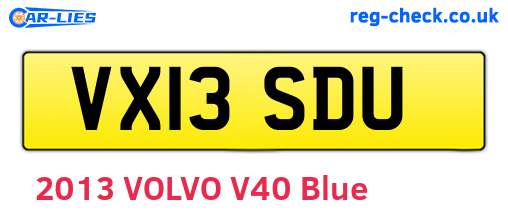 VX13SDU are the vehicle registration plates.