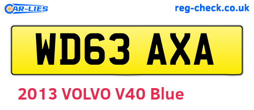 WD63AXA are the vehicle registration plates.
