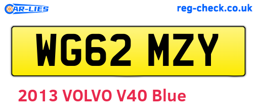 WG62MZY are the vehicle registration plates.