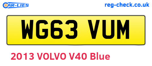 WG63VUM are the vehicle registration plates.