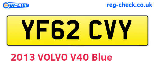 YF62CVY are the vehicle registration plates.