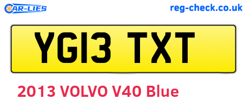 YG13TXT are the vehicle registration plates.