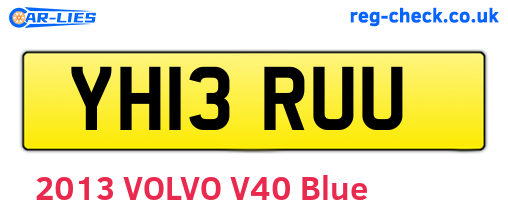 YH13RUU are the vehicle registration plates.