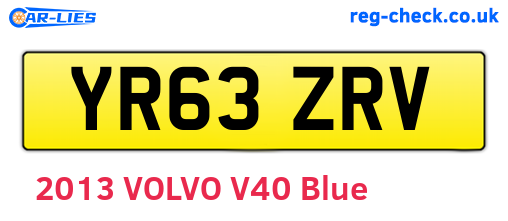 YR63ZRV are the vehicle registration plates.