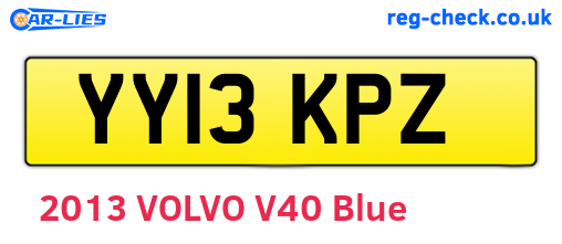 YY13KPZ are the vehicle registration plates.