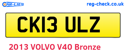 CK13ULZ are the vehicle registration plates.