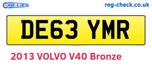 DE63YMR are the vehicle registration plates.