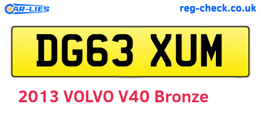 DG63XUM are the vehicle registration plates.