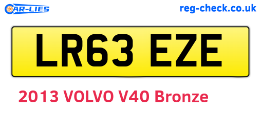 LR63EZE are the vehicle registration plates.