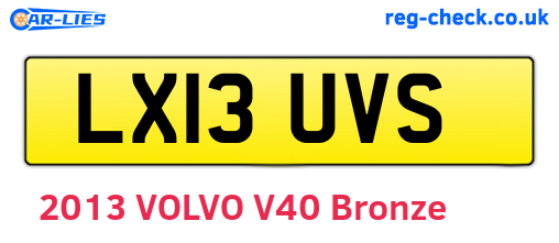 LX13UVS are the vehicle registration plates.