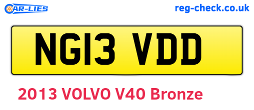 NG13VDD are the vehicle registration plates.