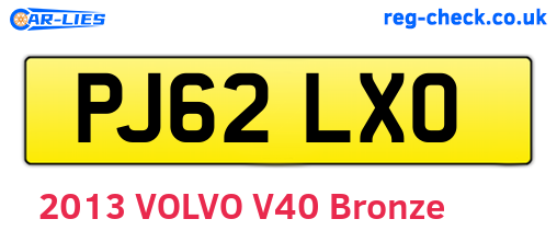 PJ62LXO are the vehicle registration plates.