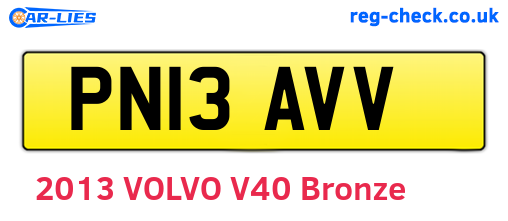 PN13AVV are the vehicle registration plates.