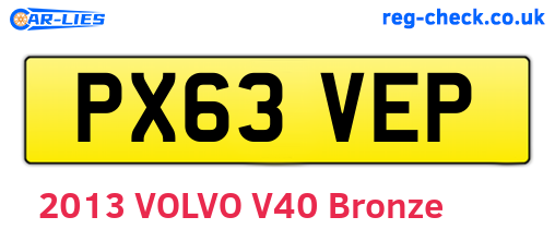 PX63VEP are the vehicle registration plates.
