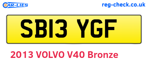 SB13YGF are the vehicle registration plates.