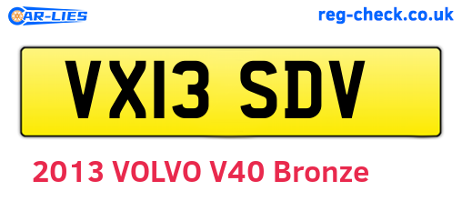 VX13SDV are the vehicle registration plates.