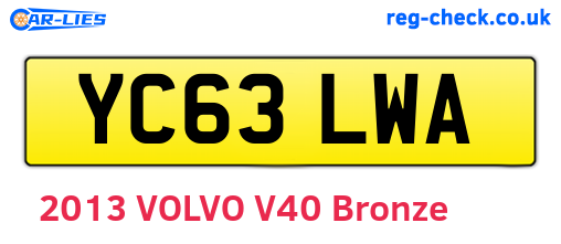 YC63LWA are the vehicle registration plates.