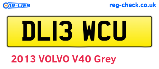 DL13WCU are the vehicle registration plates.