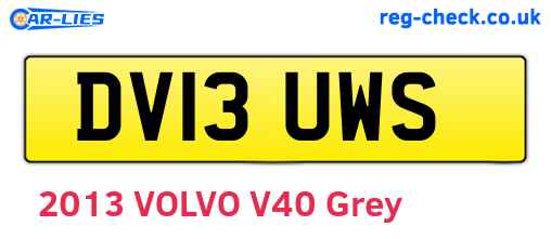 DV13UWS are the vehicle registration plates.