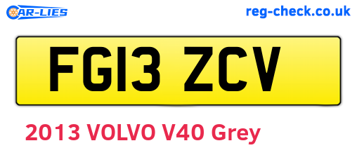 FG13ZCV are the vehicle registration plates.