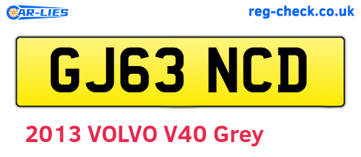 GJ63NCD are the vehicle registration plates.