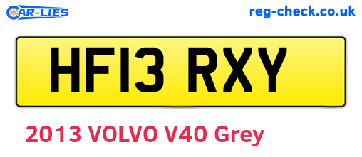HF13RXY are the vehicle registration plates.