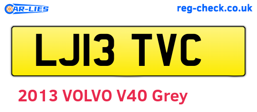 LJ13TVC are the vehicle registration plates.