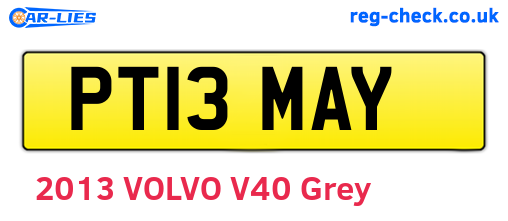 PT13MAY are the vehicle registration plates.