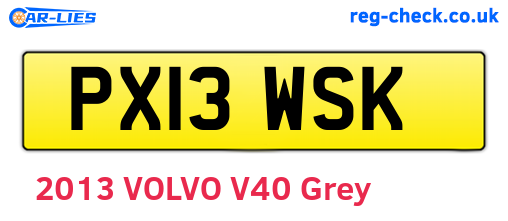 PX13WSK are the vehicle registration plates.