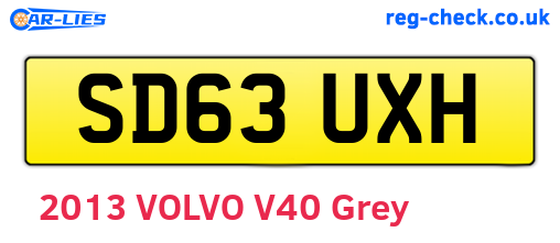SD63UXH are the vehicle registration plates.