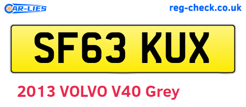 SF63KUX are the vehicle registration plates.